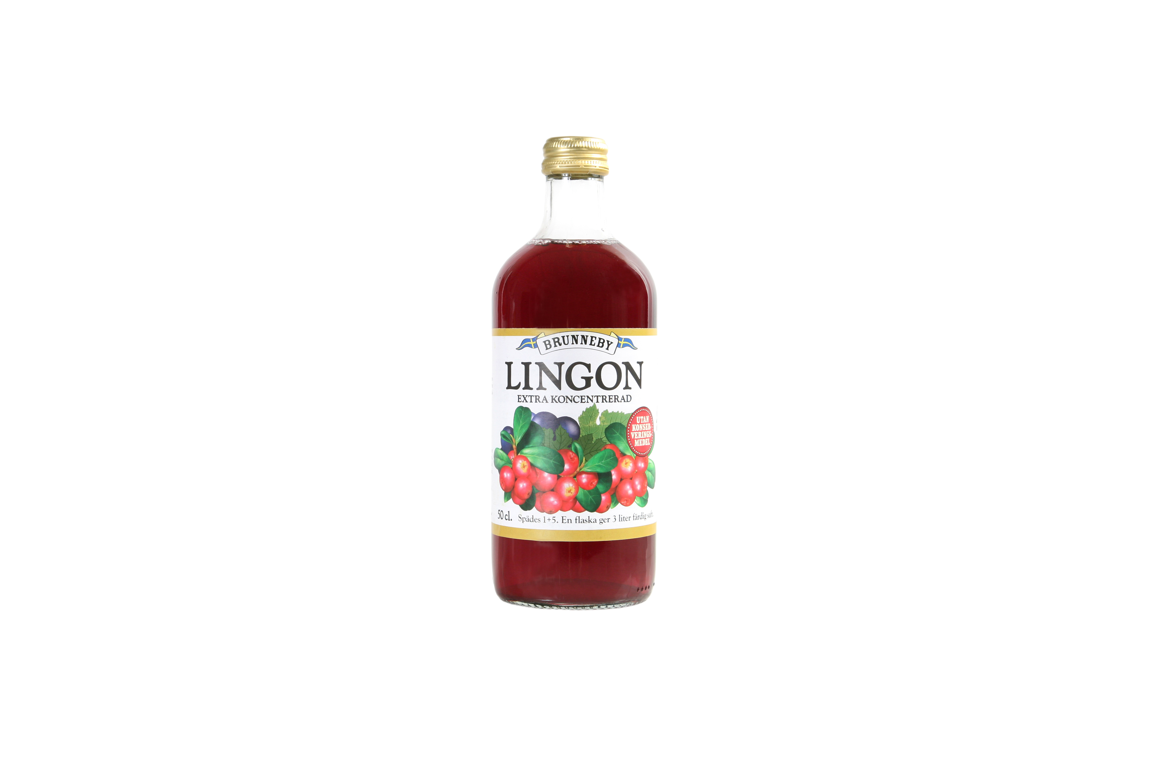 Högupplöst bild på Lingonsaft i 50cl flaska.